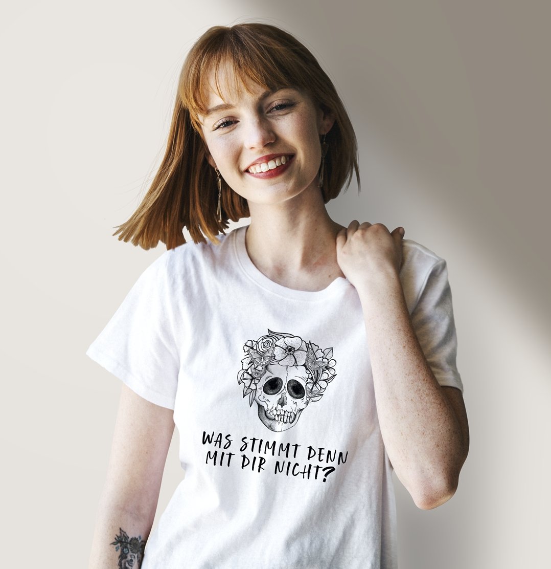 Bild: T-Shirt Damen - Was stimmt denn mit Dir nicht? - Totenkopf Geschenkidee