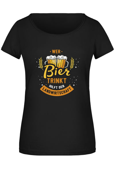 Bild: T-Shirt Damen - Wer Bier trinkt hilft der Landwirtschaft Geschenkidee