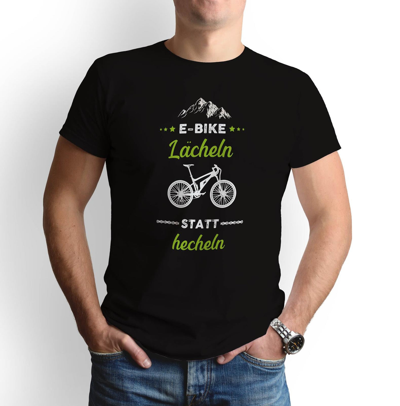 Bild: T-Shirt - E-Bike lächeln statt hecheln Geschenkidee