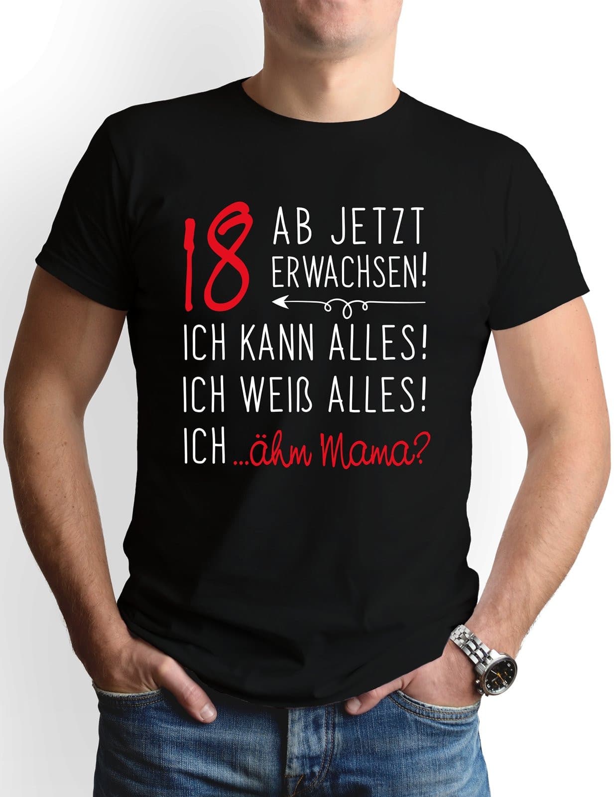 Bild: T-Shirt Herren - 18 ab jetzt erwachsen! Geschenkidee