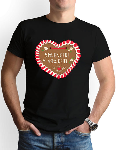 Bild: T-Shirt Herren - 51% Engerl 49% Deifi (Lebkuchenherz) Geschenkidee