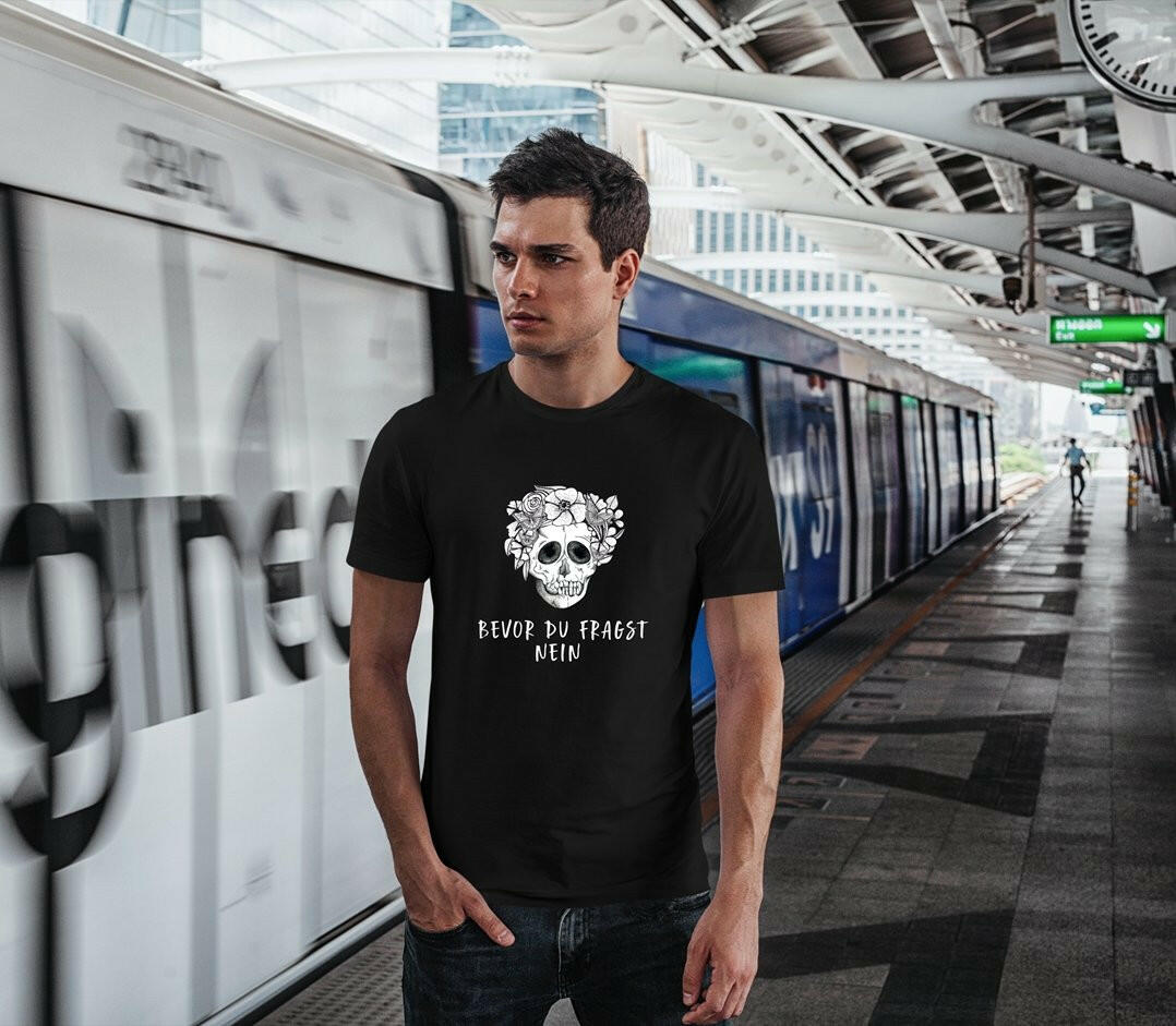 Bild: T-Shirt Herren - Bevor du fragst NEIN - Totenkopf Geschenkidee