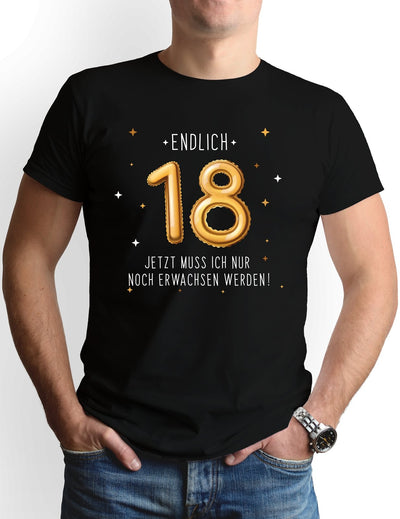 Bild: T-Shirt Herren - Endlich 18 Jetzt muss ich nur noch Erwachsen werden! Geschenkidee