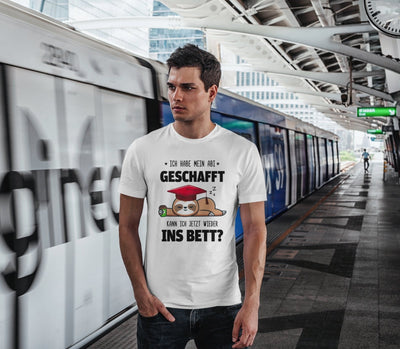 Bild: T-Shirt Herren - Faultier - Ich habe mein Abi geschafft. Kann ich jetzt wieder ins Bett? Geschenkidee