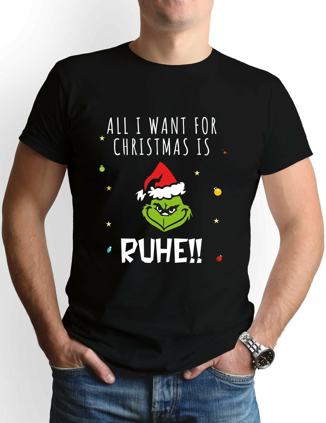 Bild: T-Shirt Herren - Grinch - All I want for Christmas is Ruhe! (Gesicht) Geschenkidee