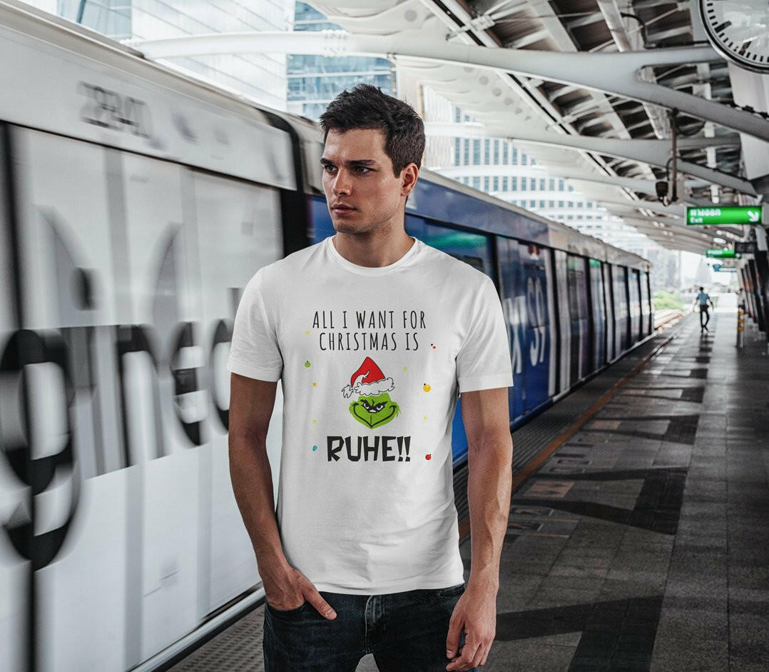 Bild: T-Shirt Herren - Grinch - All I want for Christmas is Ruhe! (Gesicht) Geschenkidee