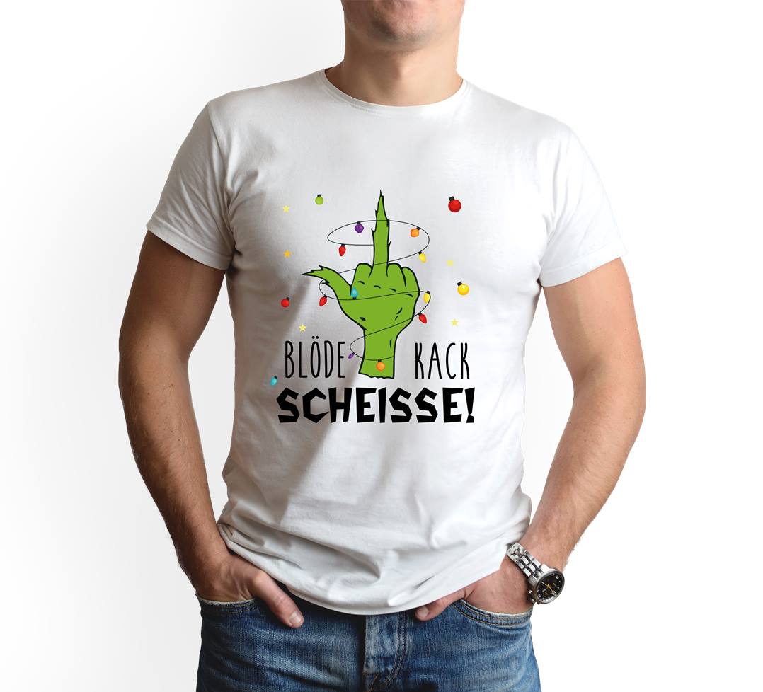 Bild: T-Shirt Herren - Grinch - Blöde Kackscheisse! (Mittelfinger) Geschenkidee