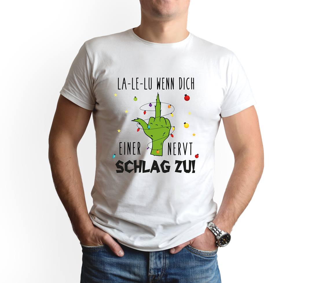 Bild: T-Shirt Herren - Grinch - La-Le-Lu wenn dich einer nervt schlag zu! (Mittelfinger) Geschenkidee