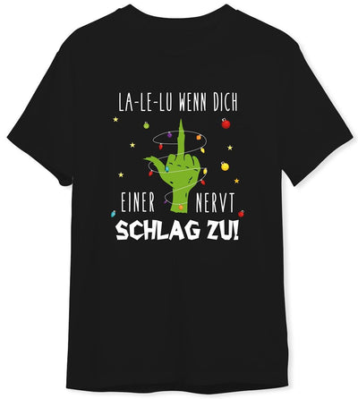 Bild: T-Shirt Herren - Grinch - La-Le-Lu wenn dich einer nervt schlag zu! (Mittelfinger) Geschenkidee