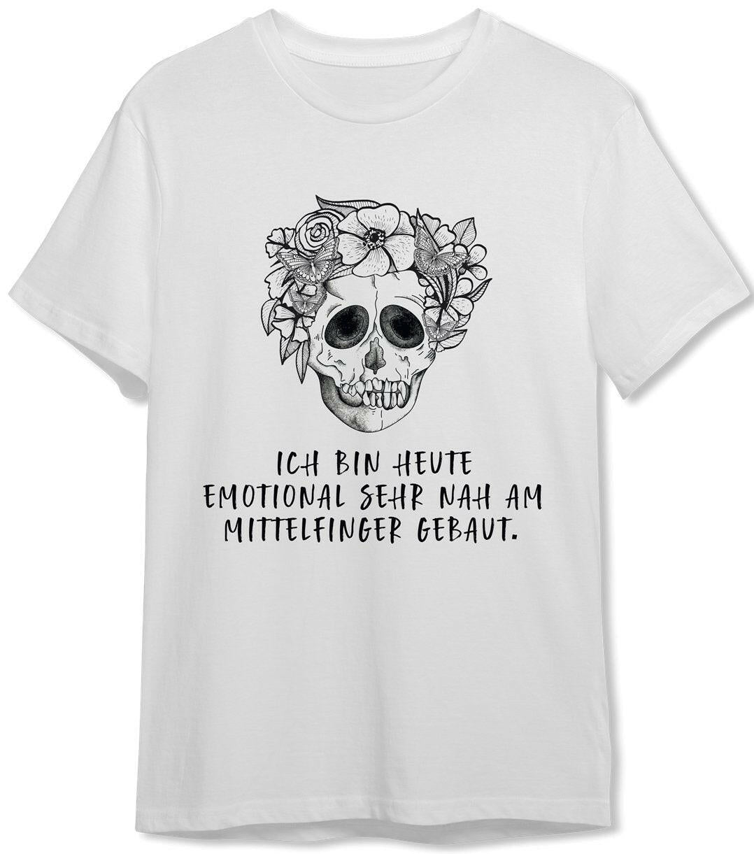 Bild: T-Shirt Herren - Ich bin heute emotional sehr nah am Mittelfinger gebaut. - Totenkopf Geschenkidee