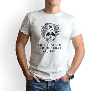 Bild: T-Shirt Herren - Klar bin ich nett - halt nur nicht zu jedem - Totenkopf Geschenkidee