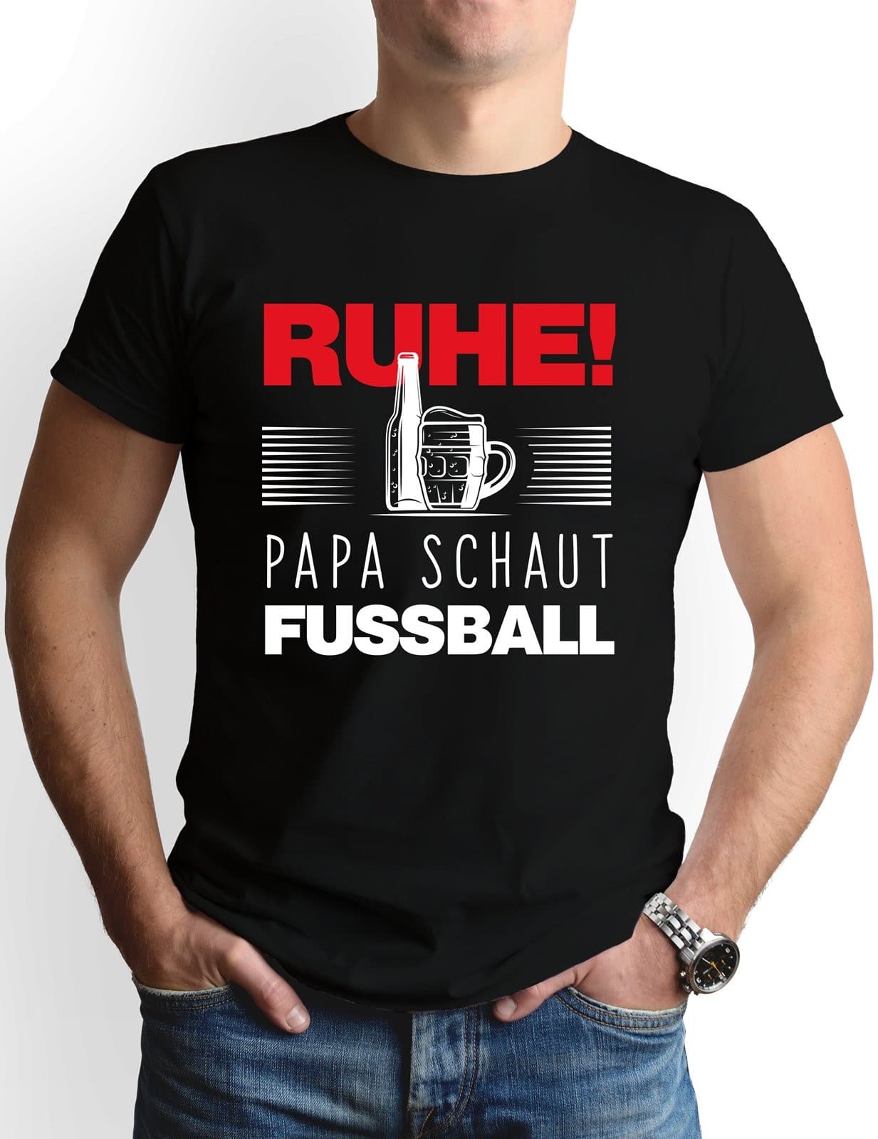 Bild: T-Shirt Herren - Ruhe! Papa schaut Fussball Geschenkidee