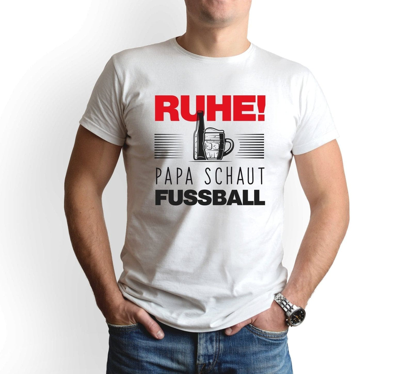 Bild: T-Shirt Herren - Ruhe! Papa schaut Fussball Geschenkidee