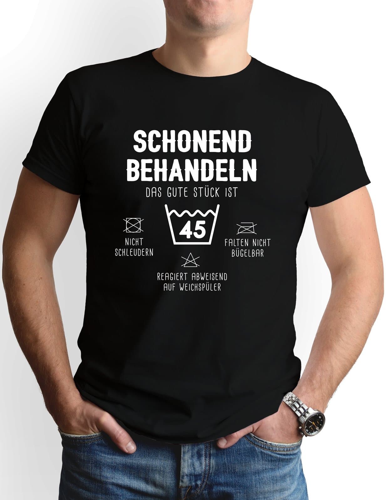 Bild: T-Shirt Herren - Schonend behandeln Das gute Stück ist - Zahl - (runder Geburtstag) Geschenkidee