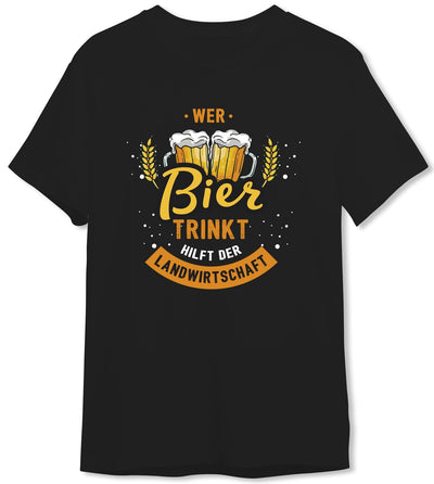 Bild: T-Shirt Herren - Wer Bier trinkt hilft der Landwirtschaft Geschenkidee