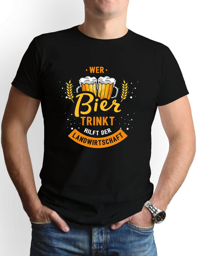 Bild: T-Shirt Herren - Wer Bier trinkt hilft der Landwirtschaft Geschenkidee