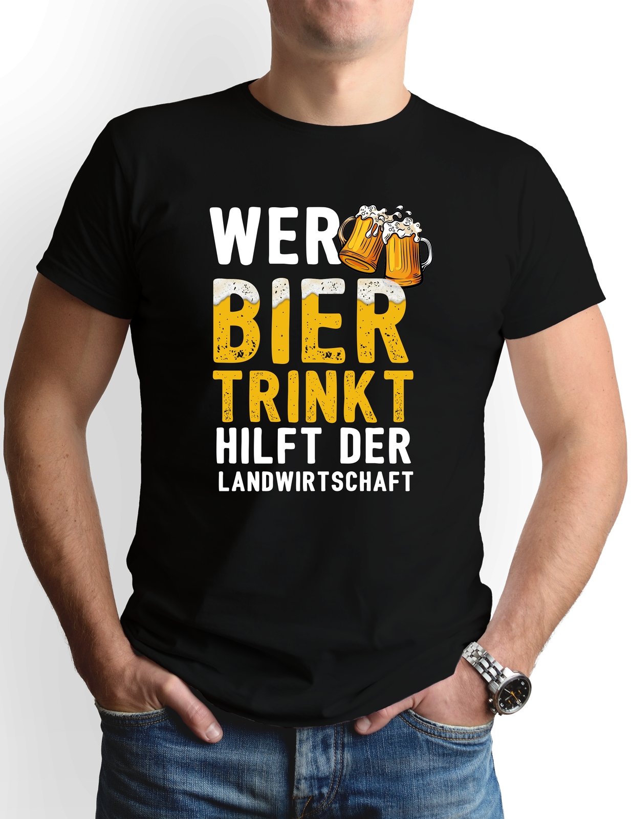 Bild: T-Shirt Herren - Wer Bier trinkt hilft der Landwirtschaft - V2 Geschenkidee