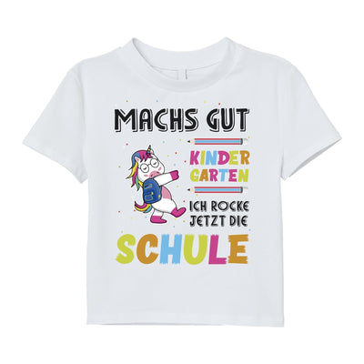 Bild: T-Shirt Kinder - Machs gut Kindergarten Ich rocke jetzt die Schule (Einhorn) Geschenkidee