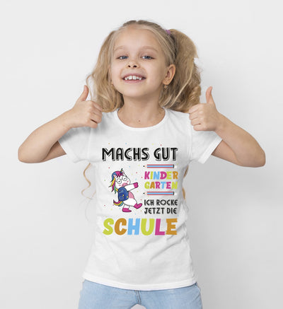 Bild: T-Shirt Kinder - Machs gut Kindergarten Ich rocke jetzt die Schule (Einhorn) Geschenkidee