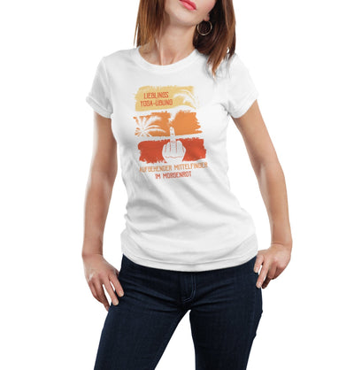 Bild: T-Shirt - Lieblings Yoga-Übung aufgehender Mittelfinger im Morgenrot Geschenkidee