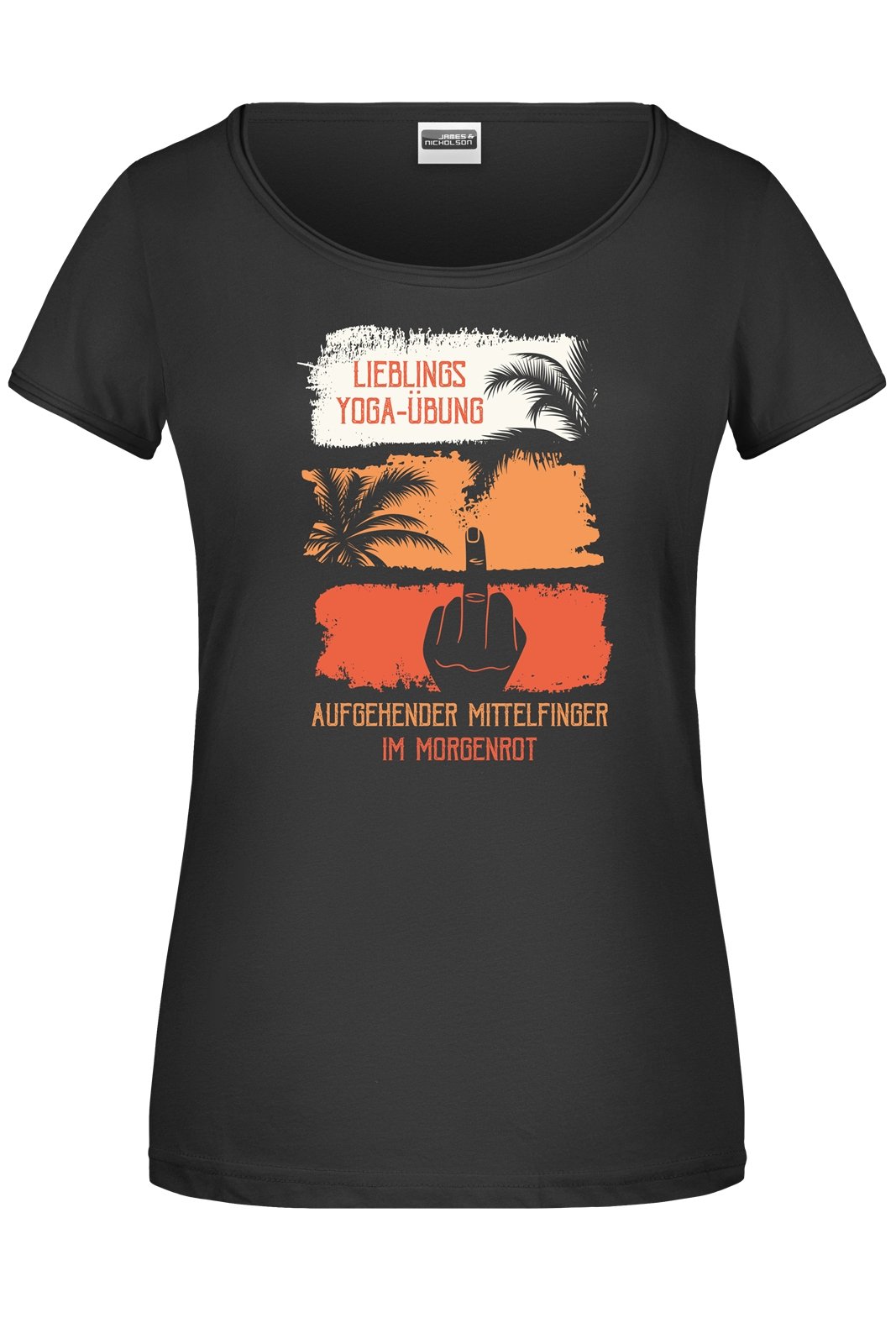 Bild: T-Shirt - Lieblings Yoga-Übung aufgehender Mittelfinger im Morgenrot Geschenkidee