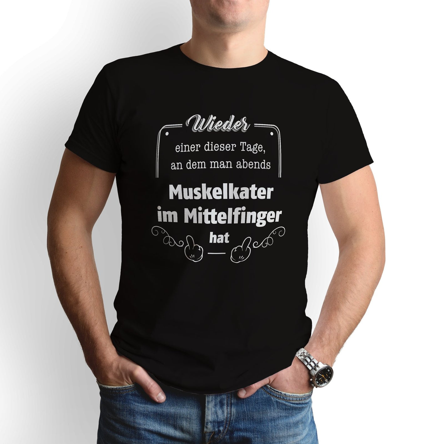 Bild: T-Shirt - Muskelkater im Mittelfinger Geschenkidee
