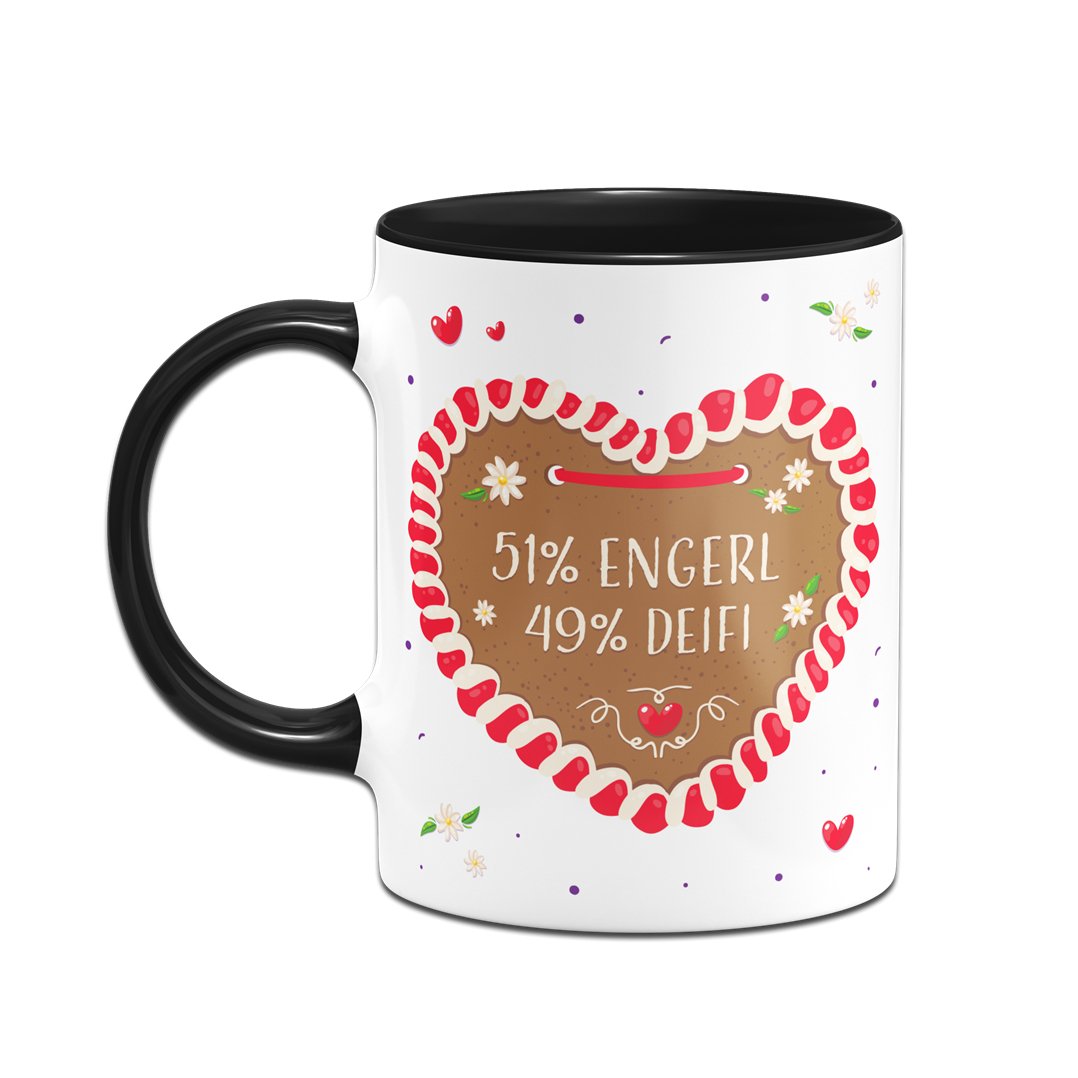 Bild: Tasse - 51% Engerl 49% Deifi (Lebkuchenherz) Geschenkidee