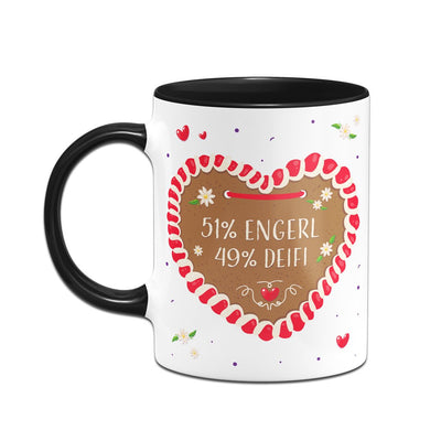 Bild: Tasse - 51% Engerl 49% Deifi (Lebkuchenherz) Geschenkidee