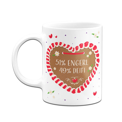 Bild: Tasse - 51% Engerl 49% Deifi (Lebkuchenherz) Geschenkidee