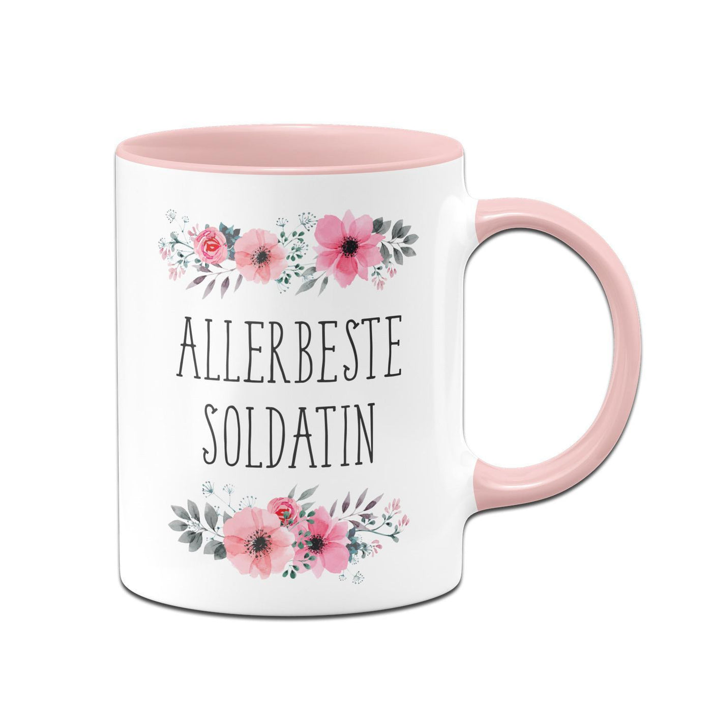 Bild: Tasse - Allerbeste Soldatin - blumig Geschenkidee