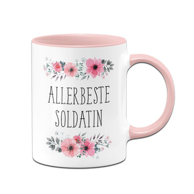 Bild: Tasse - Allerbeste Soldatin - blumig Geschenkidee