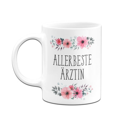 Bild: Tasse - Allerbeste Ärztin - blumig Geschenkidee