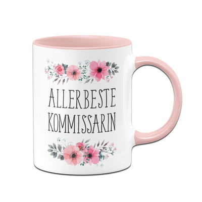 Bild: Tasse - Allerbeste Kommissarin - blumig Geschenkidee