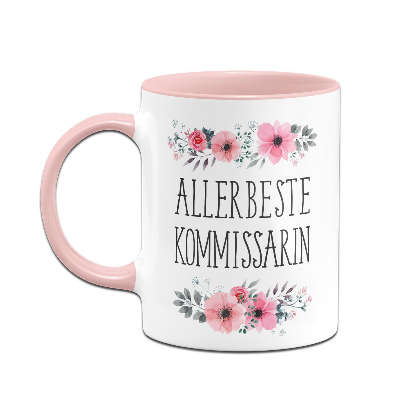 Bild: Tasse - Allerbeste Kommissarin - blumig Geschenkidee