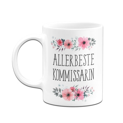 Bild: Tasse - Allerbeste Kommissarin - blumig Geschenkidee