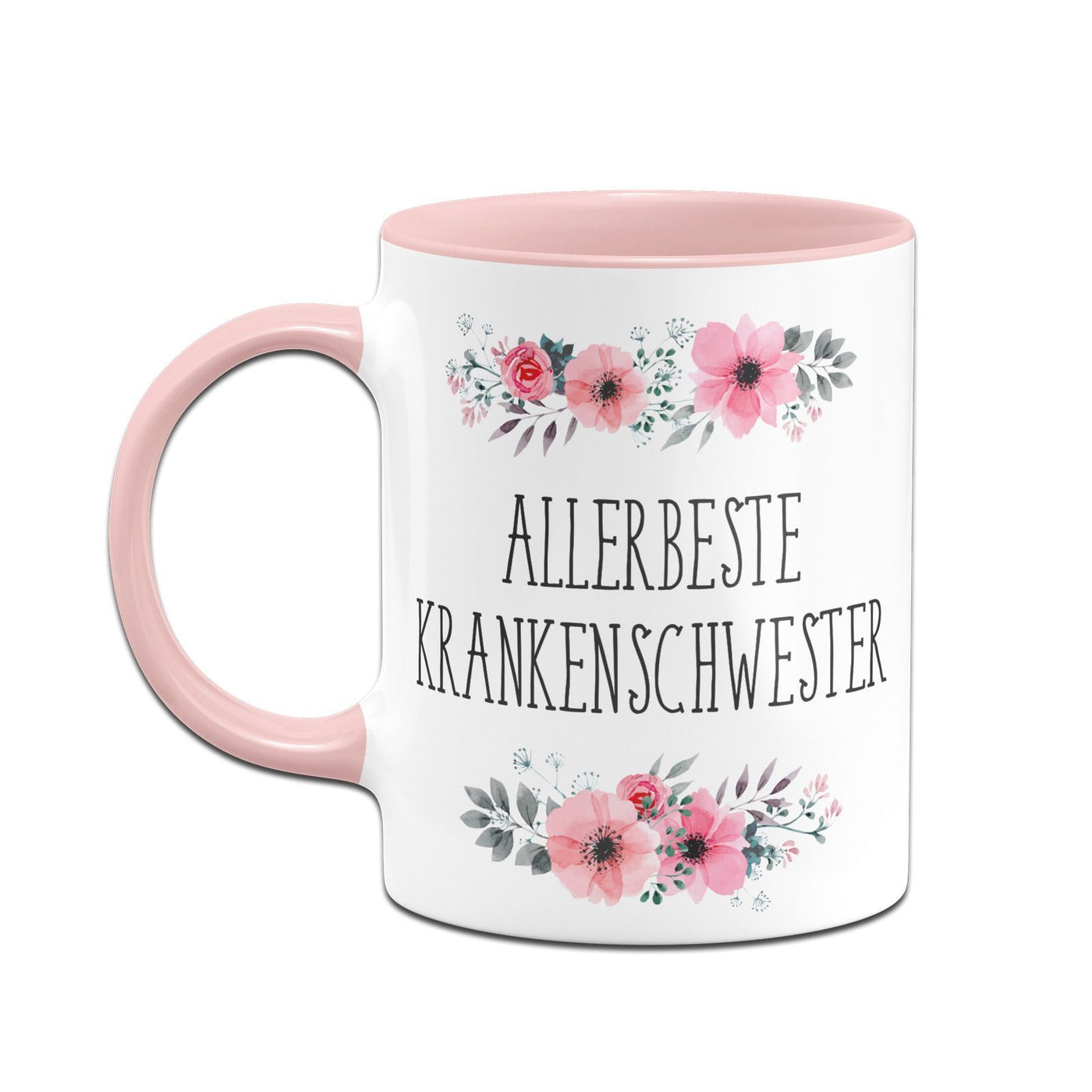 Bild: Tasse - Allerbeste Krankenschwester - blumig Geschenkidee