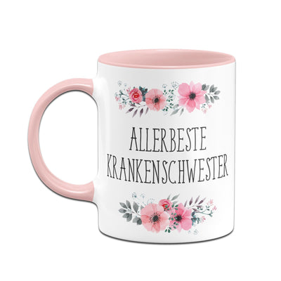 Bild: Tasse - Allerbeste Krankenschwester - blumig Geschenkidee