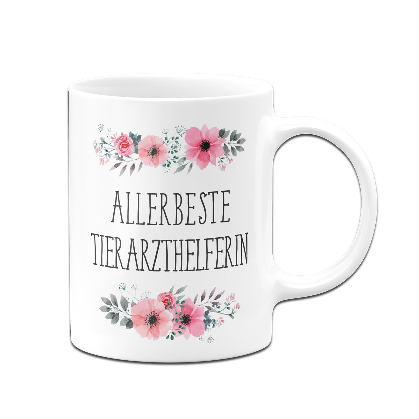 Bild: Tasse - Allerbeste Tierarzthelferin - blumig Geschenkidee