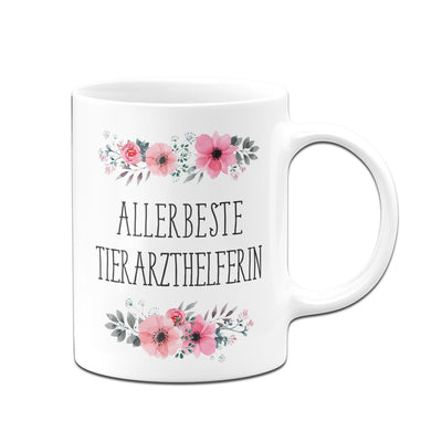 Bild: Tasse - Allerbeste Tierarzthelferin - blumig Geschenkidee