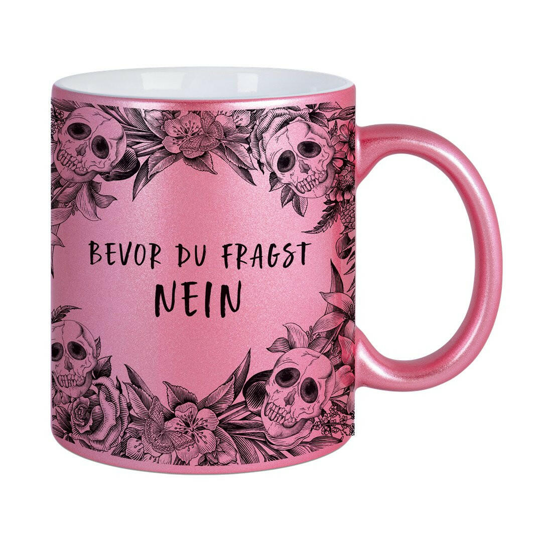 Bild: Tasse - Bevor du fragst Nein - Skull Statement Metallic-Edition Geschenkidee