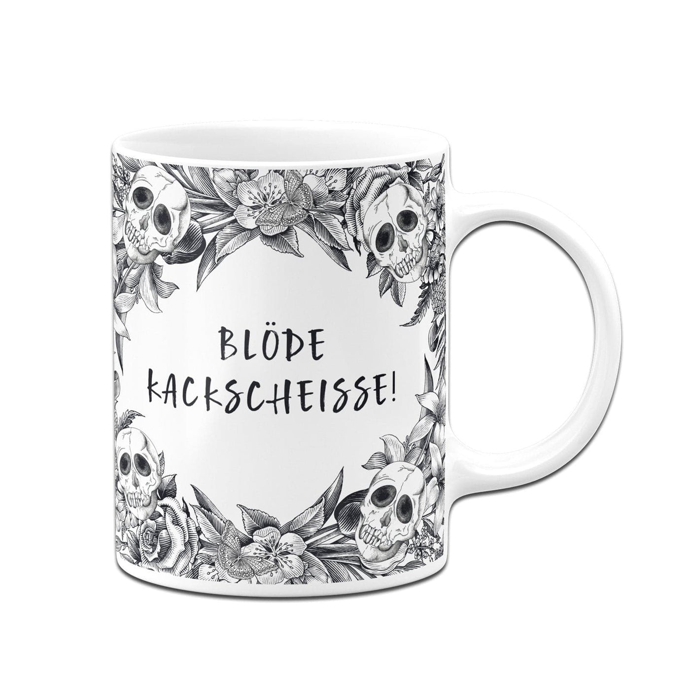 Bild: Tasse - Blöde Kackscheisse! - Skull Statement Geschenkidee