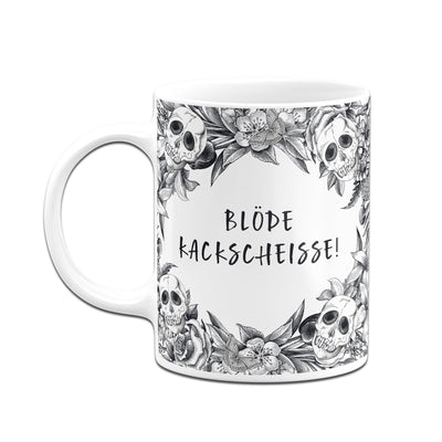 Bild: Tasse - Blöde Kackscheisse! - Skull Statement Geschenkidee