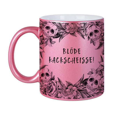 Bild: Tasse - Blöde Kackscheisse! - Skull Statement Metallic-Edition Geschenkidee