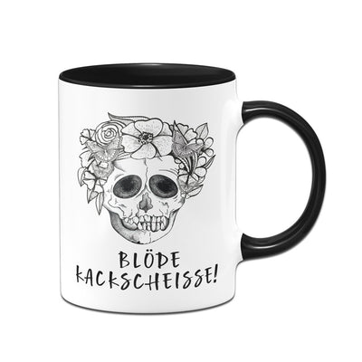 Bild: Tasse - Blöde Kackscheisse! - Totenkopf Geschenkidee