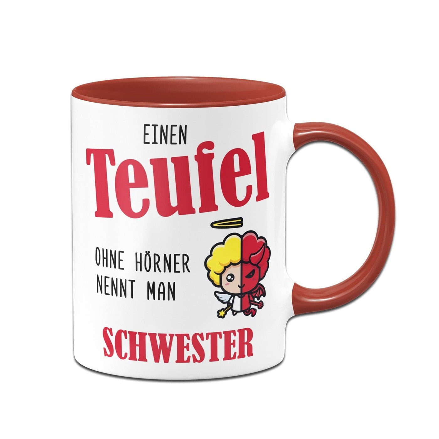 Bild: Tasse - Einen Teufel ohne Hörner nennt man Schwester Geschenkidee