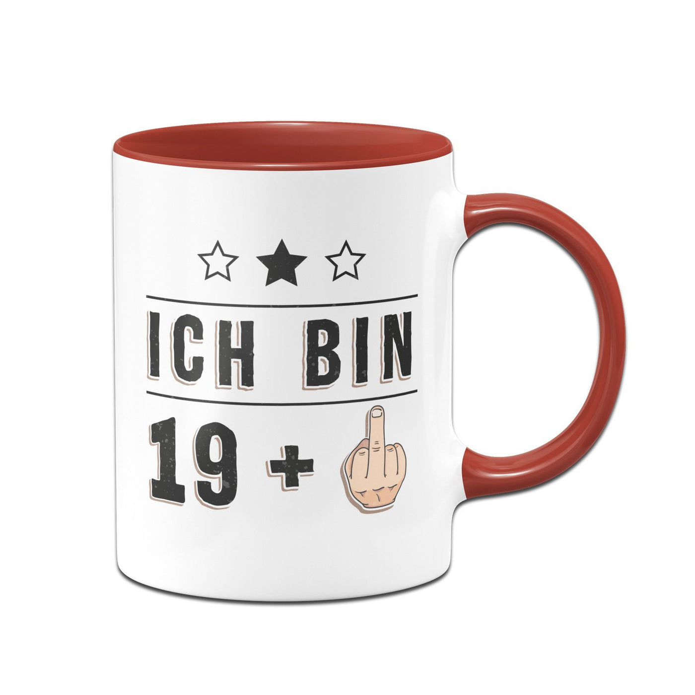 Bild: Tasse - Ich bin 19 + Mittelfinger Geschenkidee