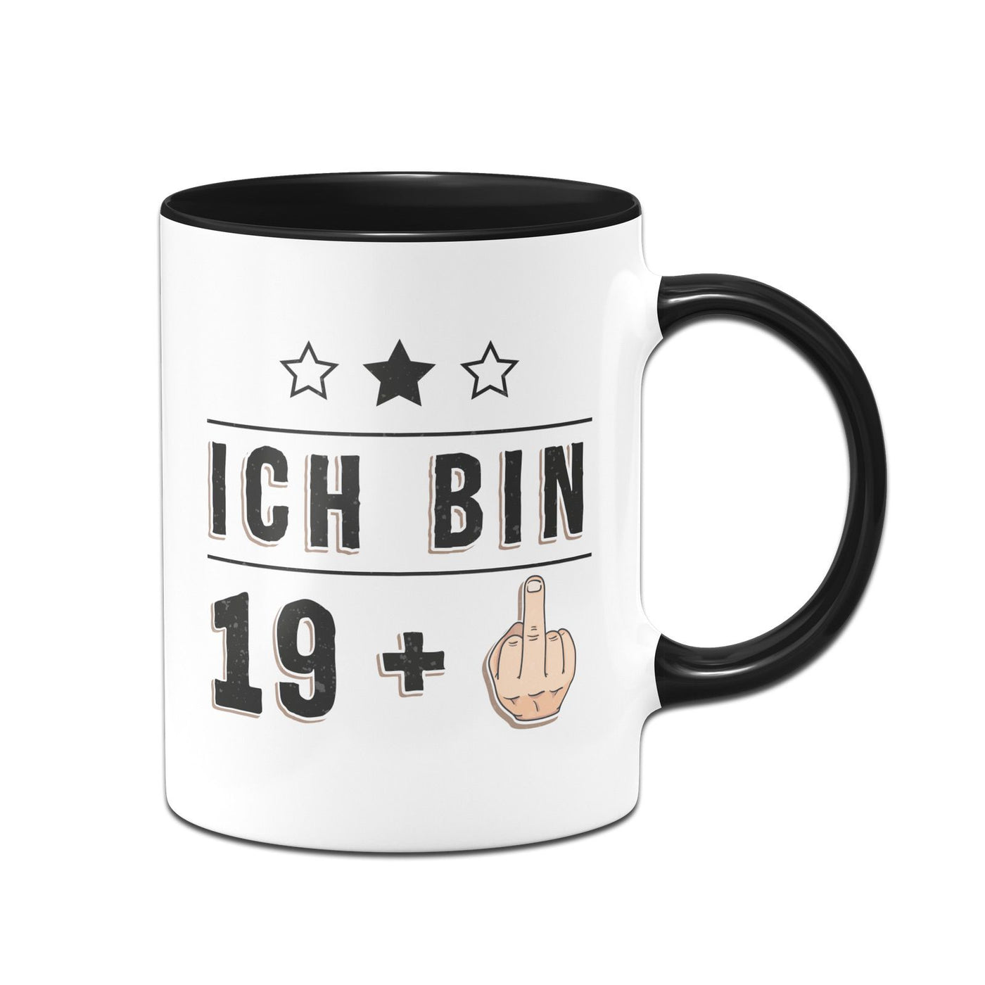 Bild: Tasse - Ich bin 19 + Mittelfinger Geschenkidee