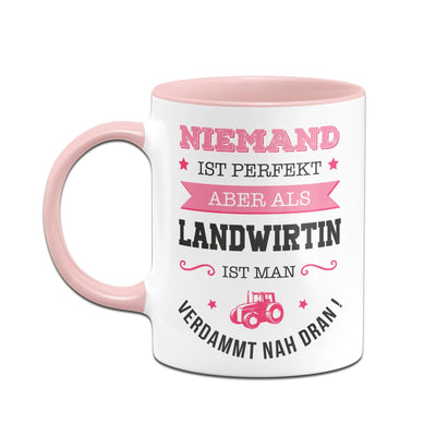 Bild: Tasse - Niemand ist perfekt aber als Landwirtin ist man verdammt nah dran! Geschenkidee