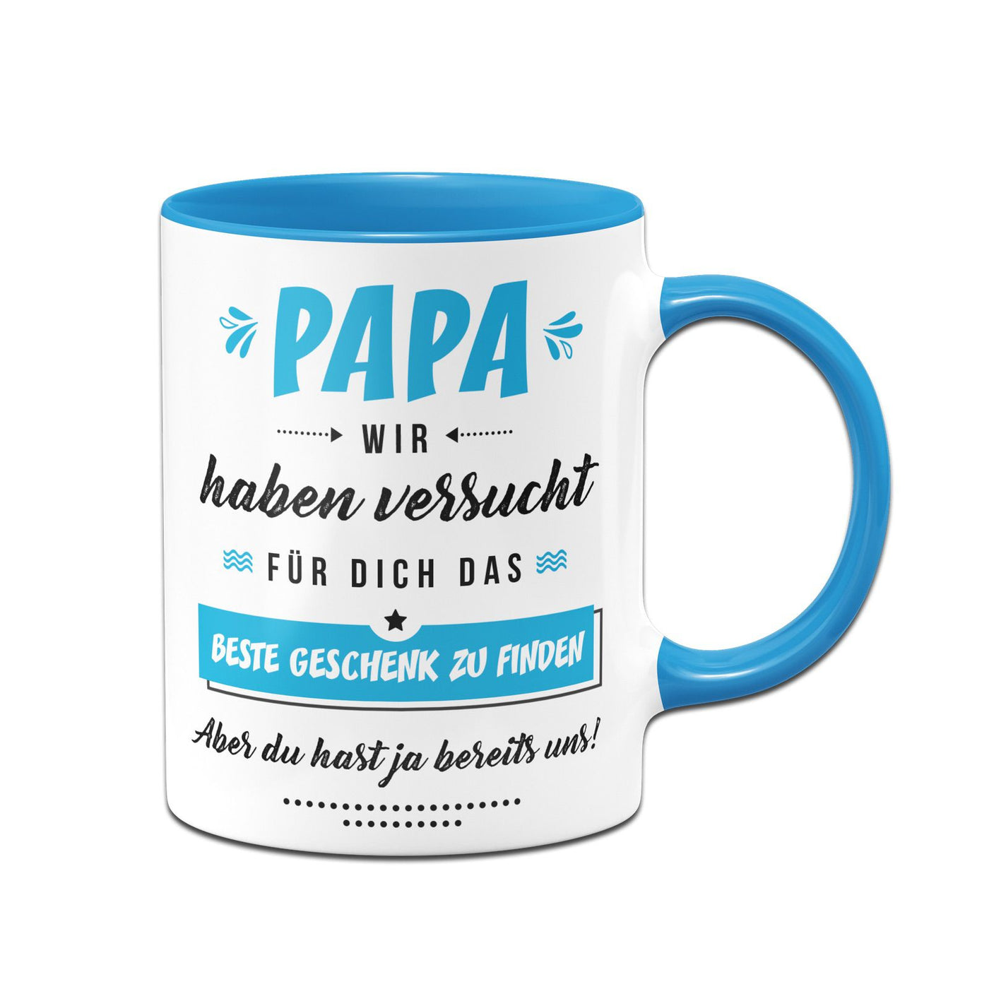 Bild: Tasse - Papa wir haben versucht für Dich das beste Geschenk zu finden. Aber Du hast ja bereits uns! Geschenkidee