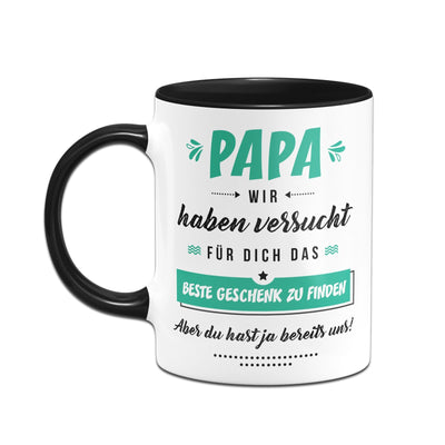 Bild: Tasse - Papa wir haben versucht für Dich das beste Geschenk zu finden. Aber Du hast ja bereits uns! Geschenkidee